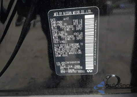 2017 Infiniti Qx80 из США, поврежденный, VIN JN8AZ2NF5H9645189